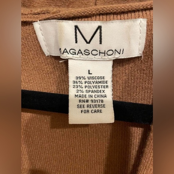 Women's Magaschoni Heavy-Weight Cardigan/Coat Size Large Brown Stitching - Picture 4 of 4